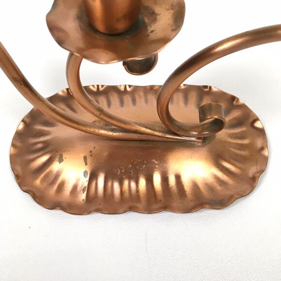 Gregorian Mid Century Copper Double Cup Candle Holder Arts & Craft Style Signed - Picture 6 of 8